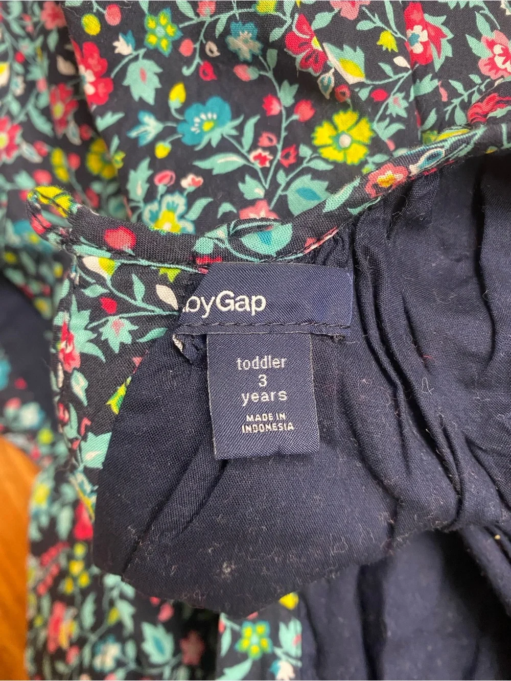 Gap Toddler Girls Navy Multicolor Floral Trapeze Dress Size 3T Coastal Girly